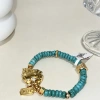New Chinese-style turquoise flat bead bracelet, retro heavy industry gold jewelry bracelet, Chinese-style cultural and artistic small and niche jewelry in stock Application Scenario
